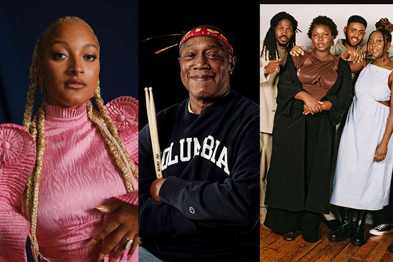 Cheltenham 2025 headliners L-R: Nubya Garcia, Billy Cobham and KOKOROKO