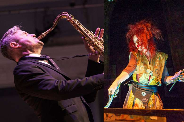 L-R: Saxophonist Tommy Smith and artist Maria Rud