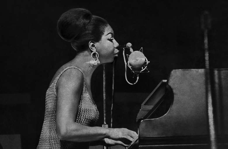 The iconic Nina Simone playing at the 1966 Newport Jazz Festival