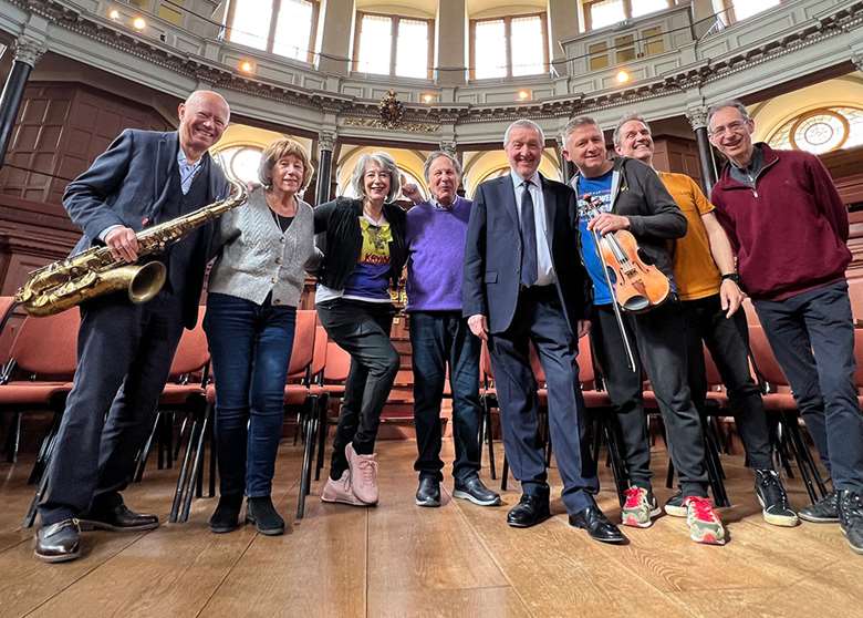 Left to right: Art Themen, Norma Winstone, Maureen Lipman, Jeremy Robson, Dave Green, Christian Garrick, Tom Hooper and David Gordon - Photo by KT Bruce